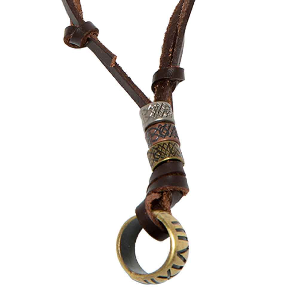 Collar De Cuero Aro Con Numero Romanos Modelo Vintage Moda