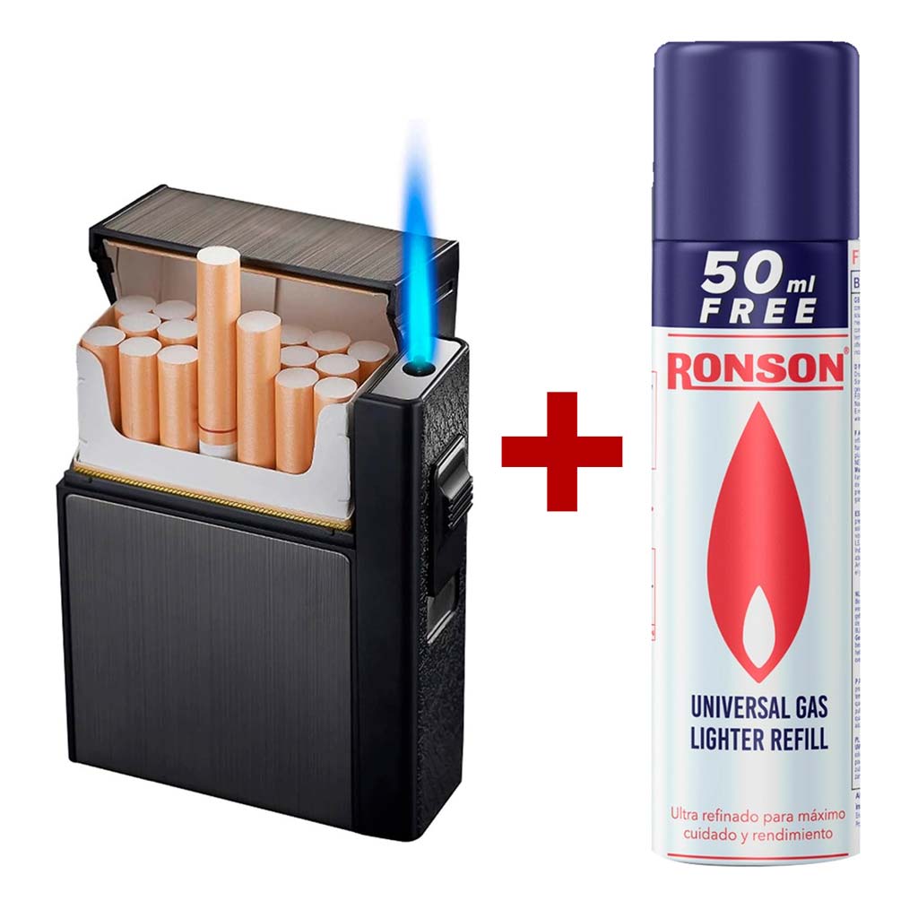 Cigarrera Hombre Mujer Soplete + Recarga Gas Ronson 300ml