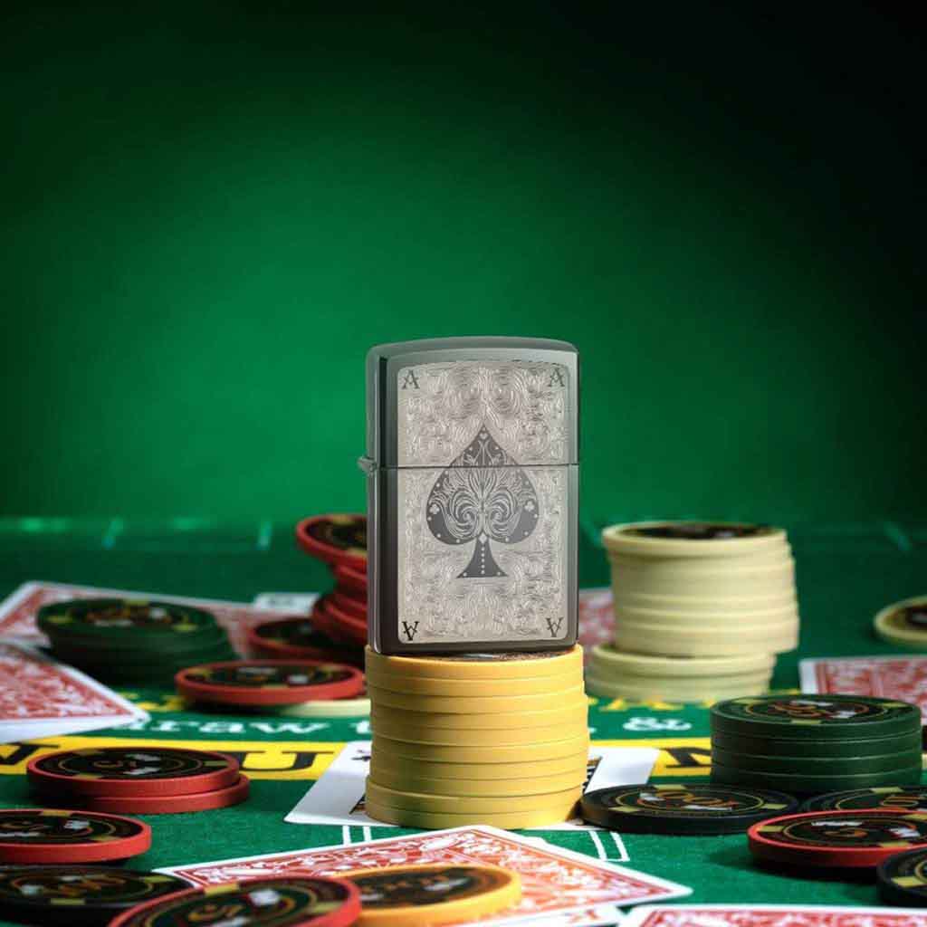 Encendedor Zippo Lighter Ace Filegree Plateado