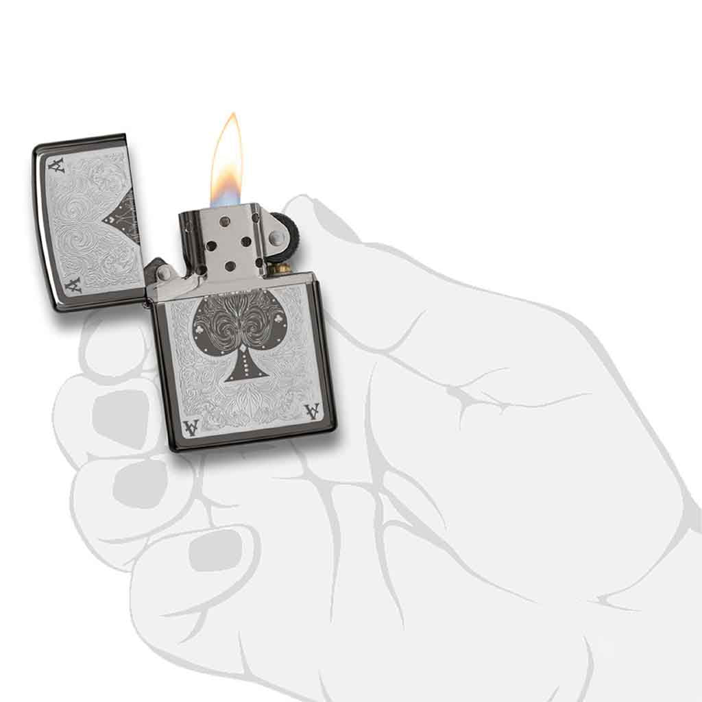 Encendedor Zippo Lighter Ace Filegree Plateado