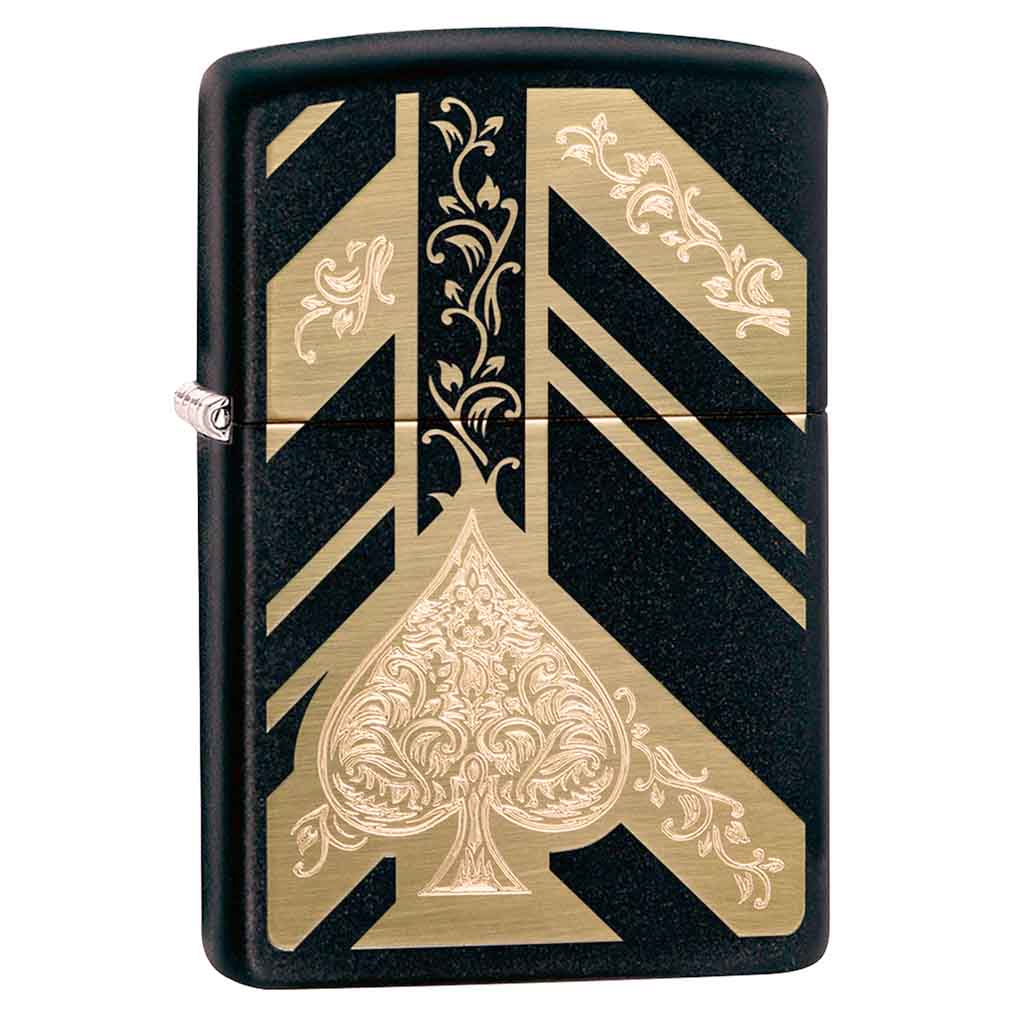 Encendedor Zippo Lighter Ace of Spades Dorado