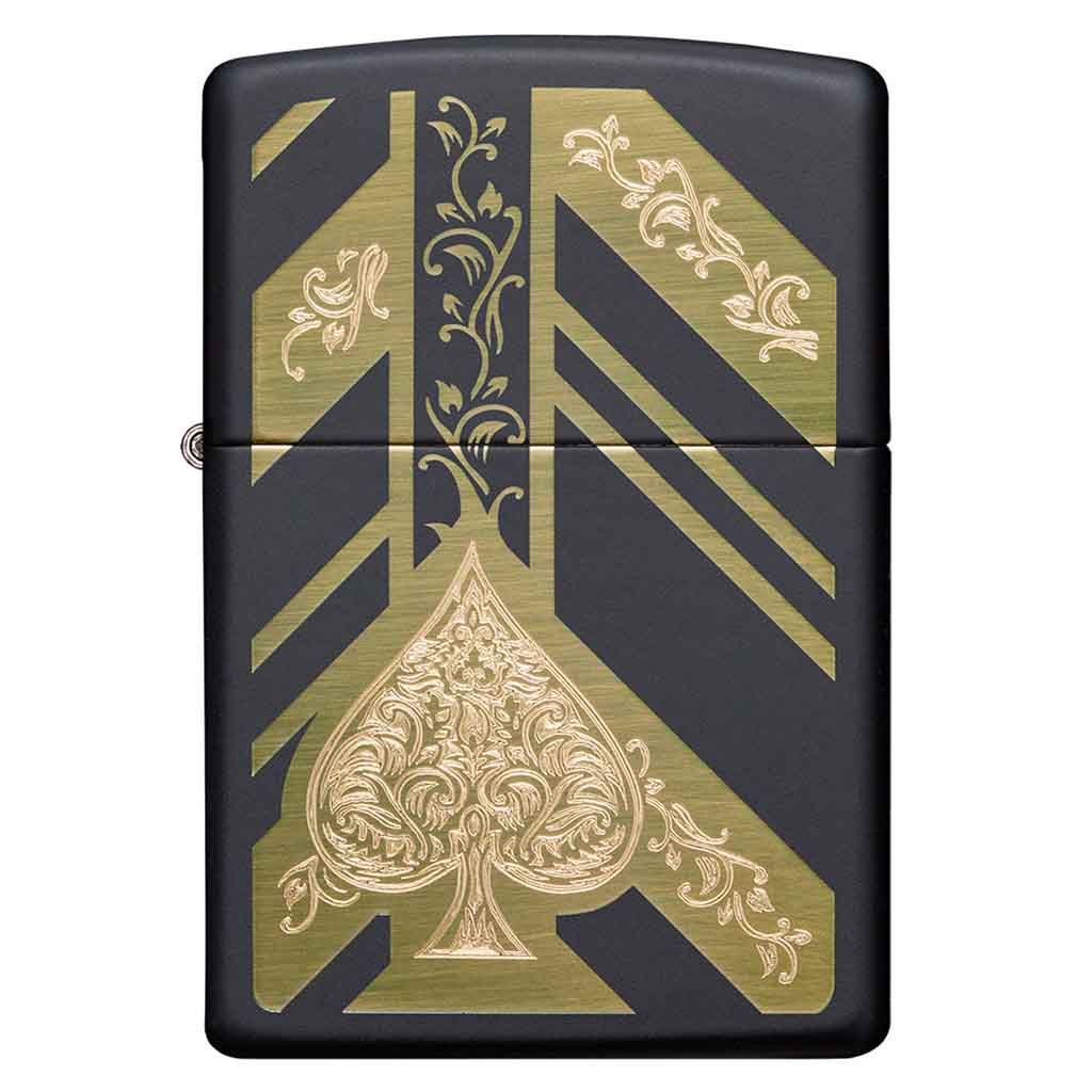 Encendedor Zippo Lighter Ace of Spades Dorado