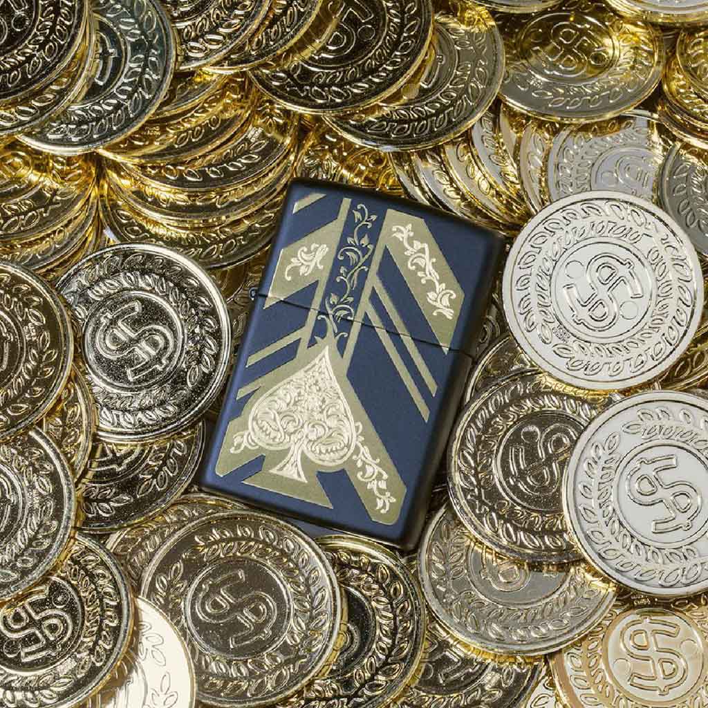 Encendedor Zippo Lighter Ace of Spades Dorado