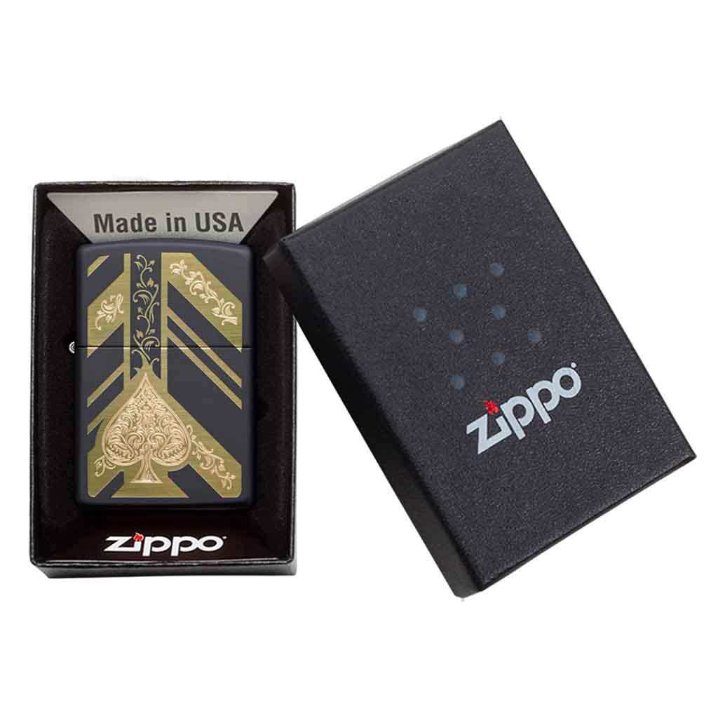 Encendedor Zippo Lighter Ace of Spades Dorado