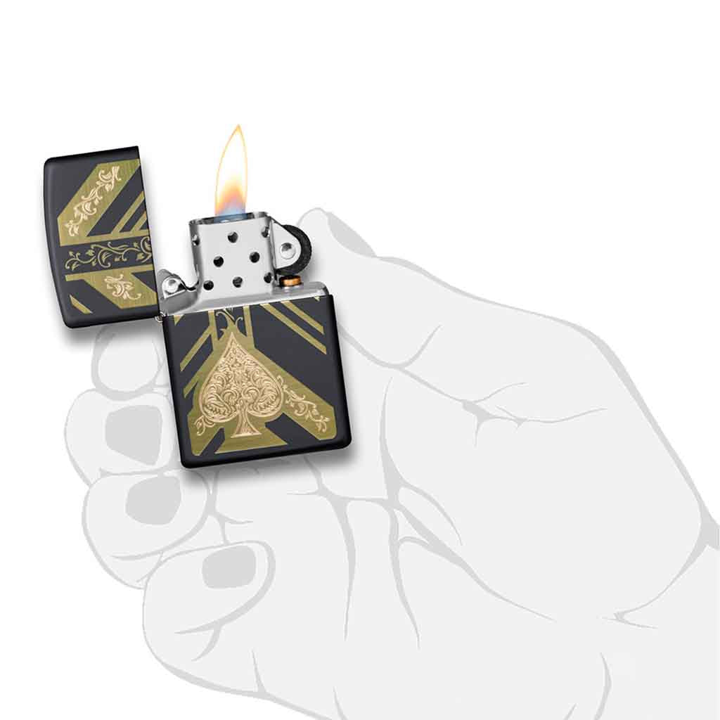 Encendedor Zippo Lighter Ace of Spades Dorado