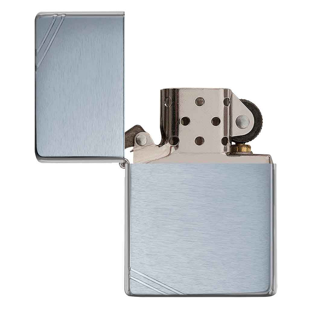 Encendedor Zippo Lighter Brushed Chrome Vintage Slashes