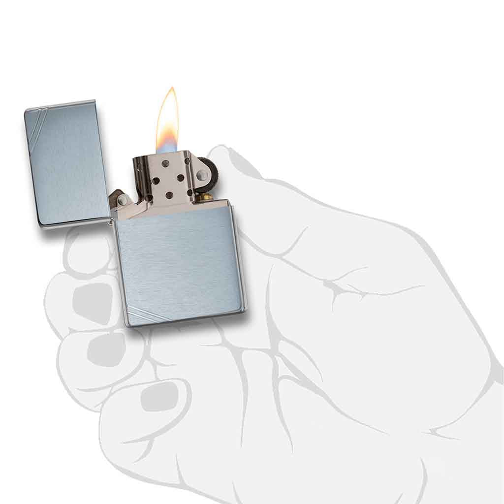 Encendedor Zippo Lighter Brushed Chrome Vintage Slashes