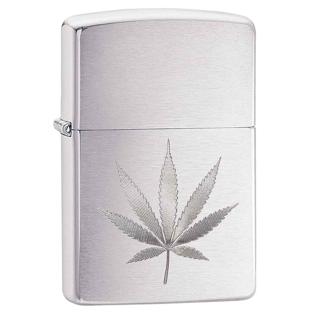 Encendedor Zippo Lighter Chrome Leaf Design Engraved