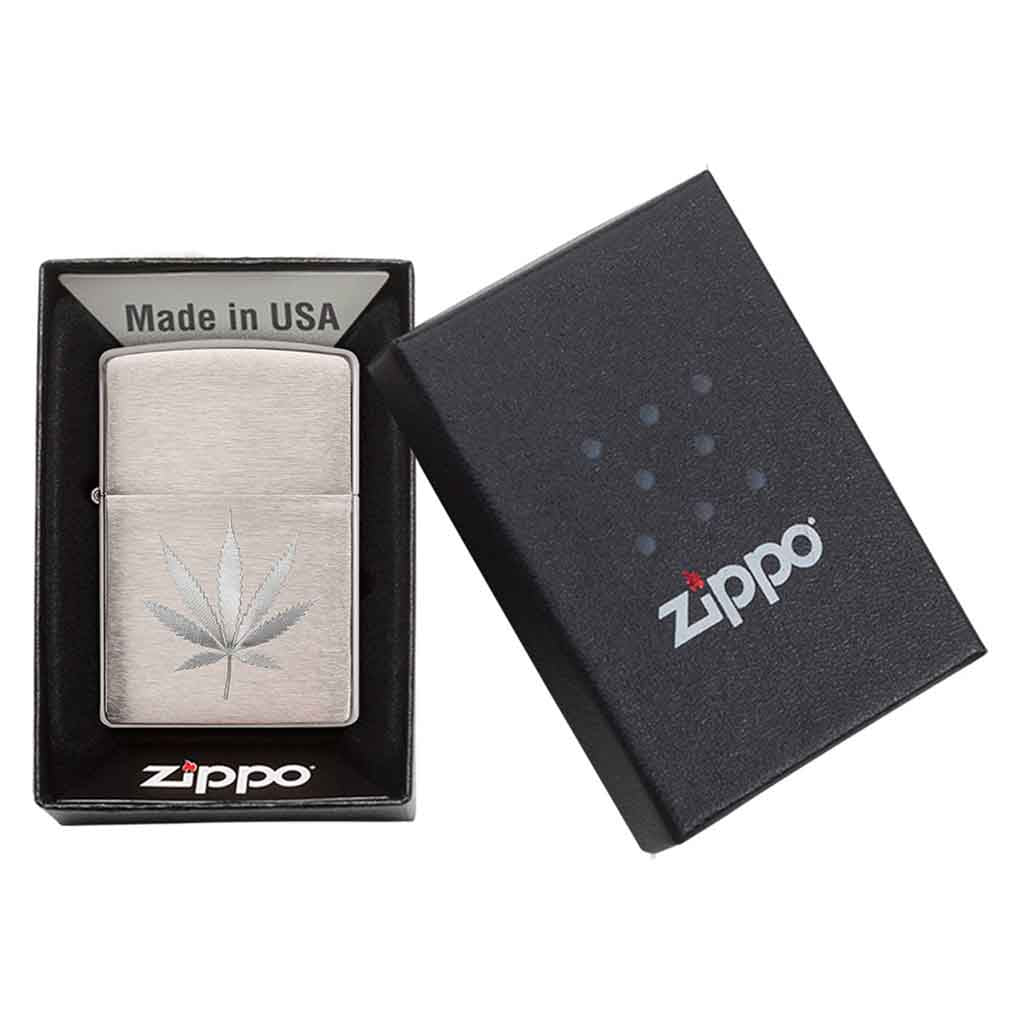 Encendedor Zippo Lighter Chrome Leaf Design Engraved