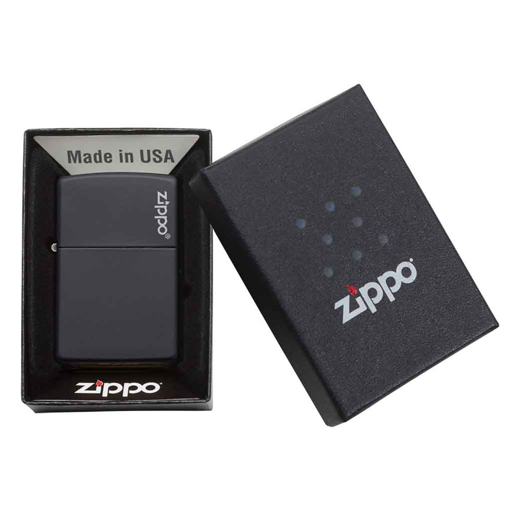 Encendedor Zippo Lighter Classic Black Matte Logo Negro