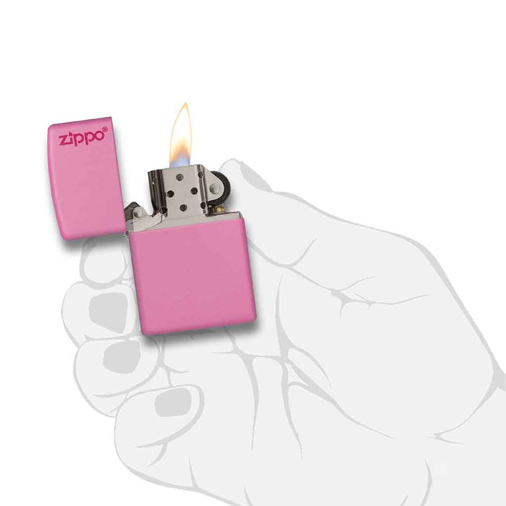 Encendedor Zippo Lighter Classic Pink Matte Logo Rosa