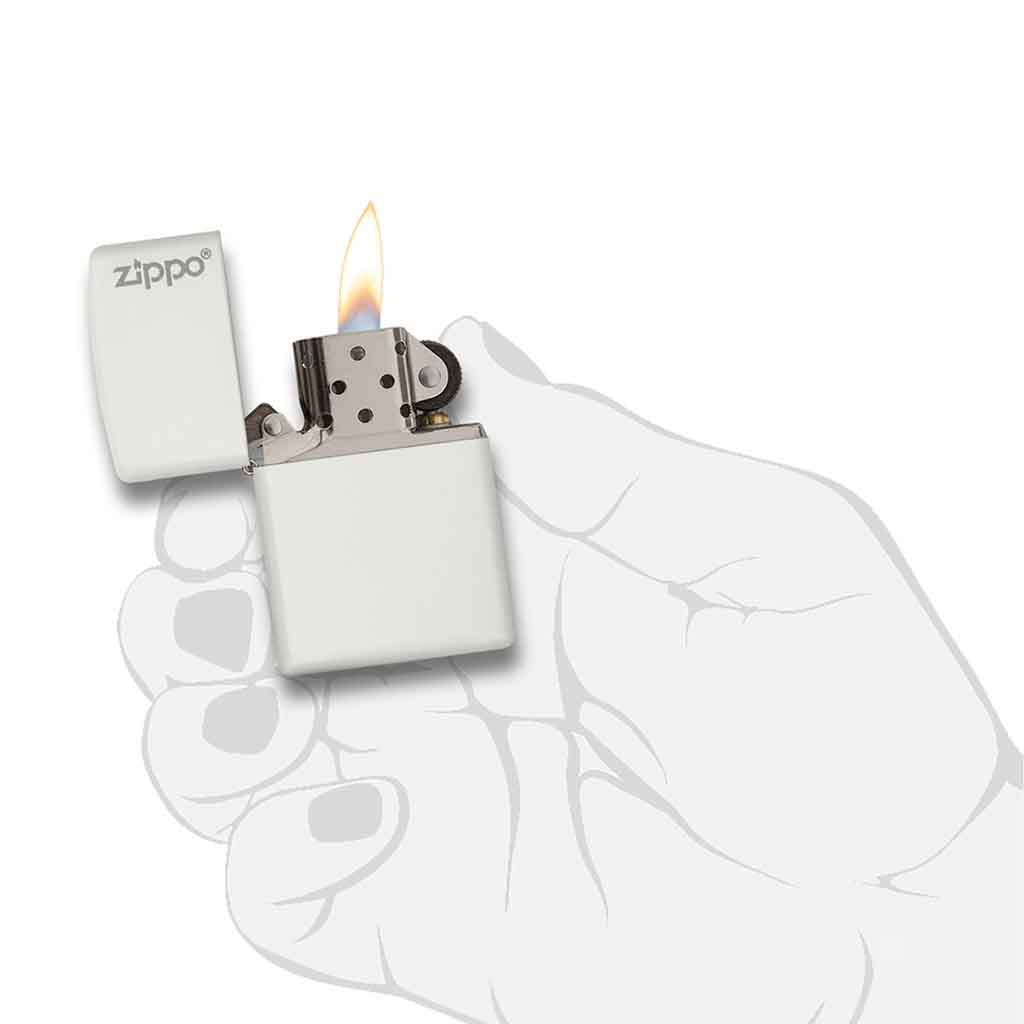 Encendedor Zippo Lighter Classic White Matte Logo Blanco