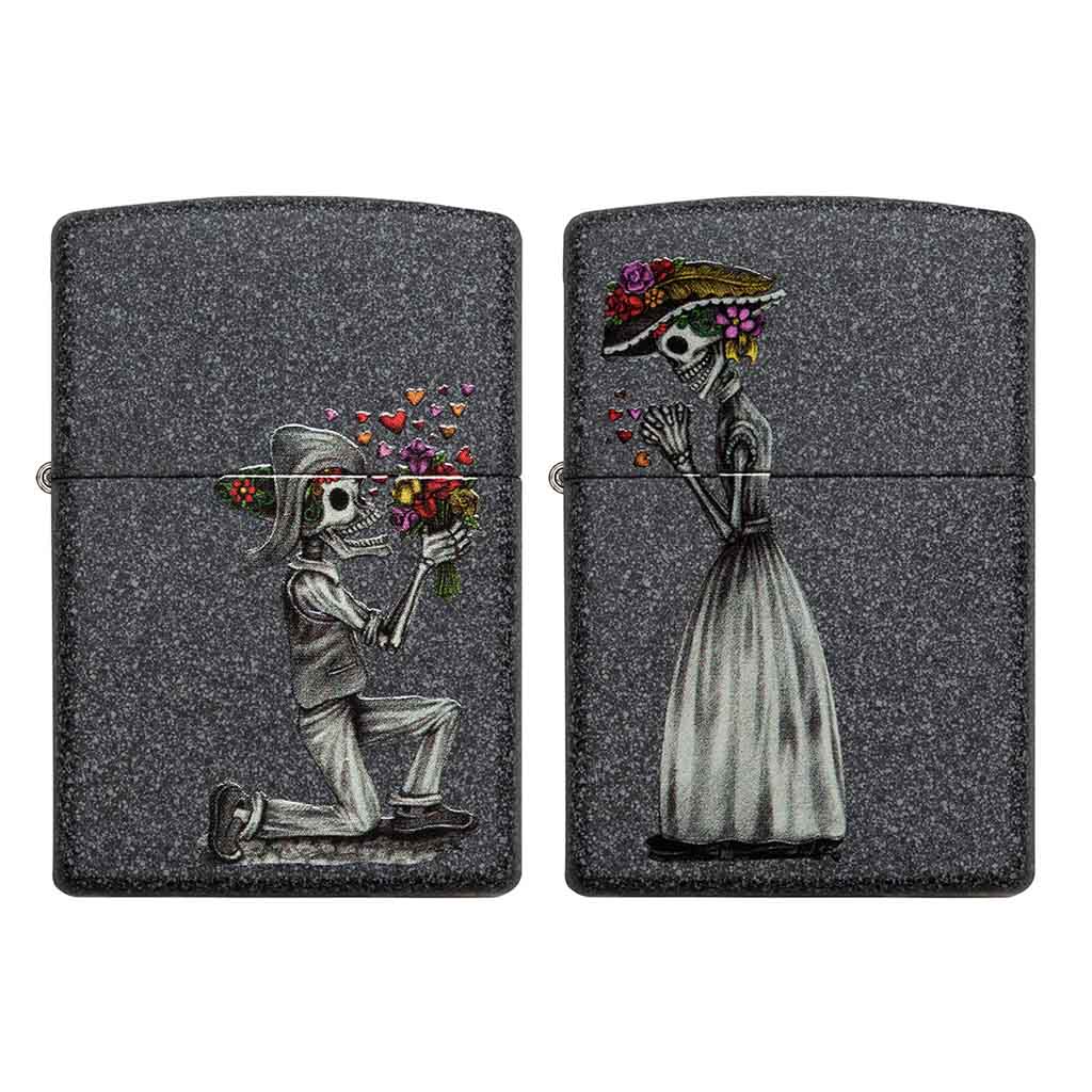 Encendedor Zippo Lighter Day Of Dead Skulls Set Pareja