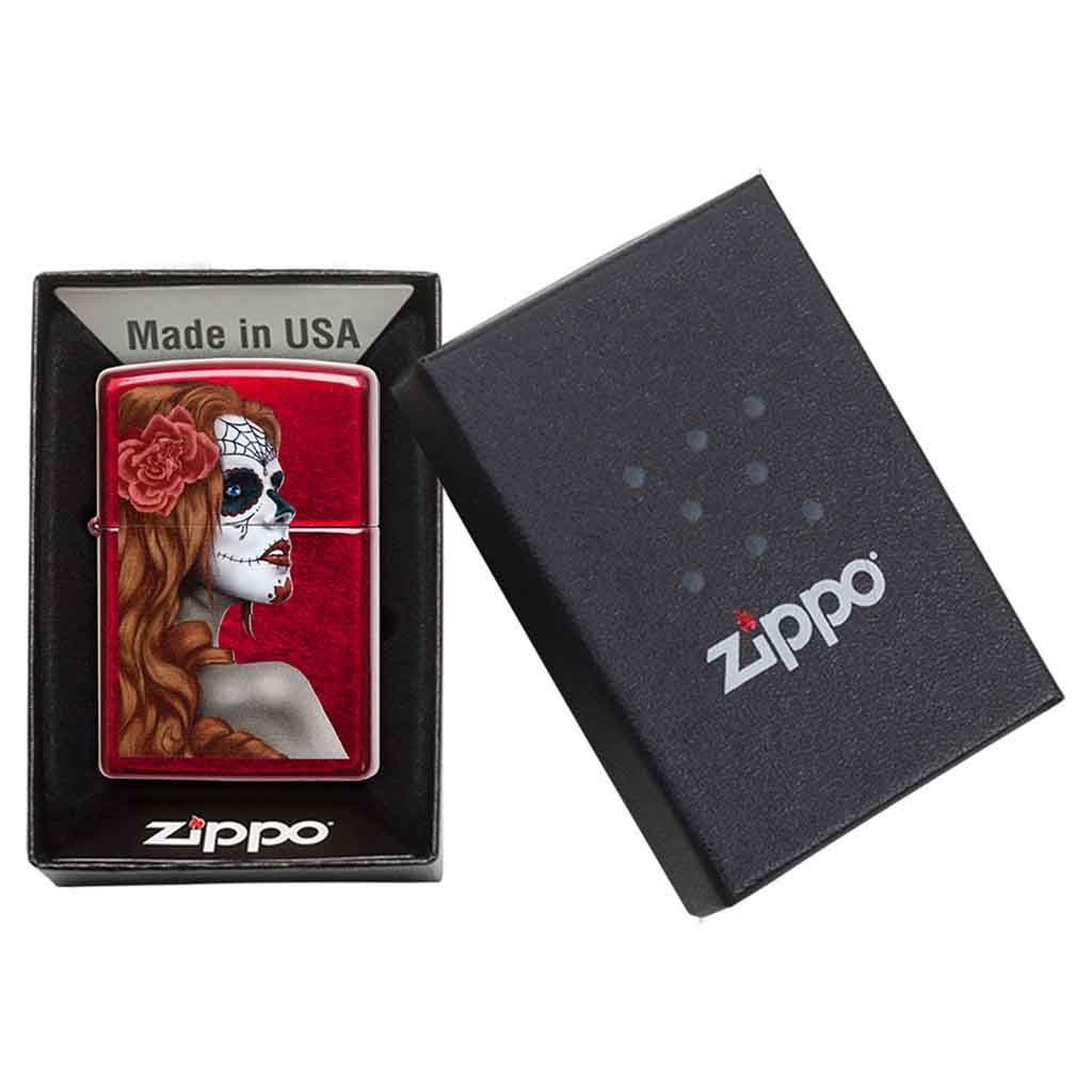 Encendedor Zippo Lighter Day of the Dead Girl Rojo