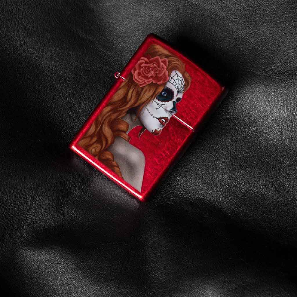 Encendedor Zippo Lighter Day of the Dead Girl Rojo