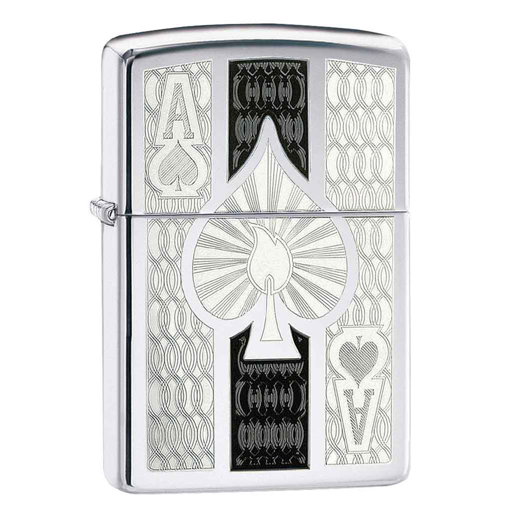 Encendedor Zippo Lighter Intricate Spade Design Plateado