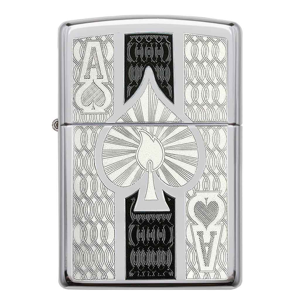 Encendedor Zippo Lighter Intricate Spade Design Plateado