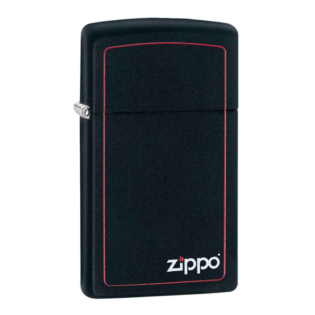 Encendedor Zippo Lighter Slim Black Matte Red Border Negro