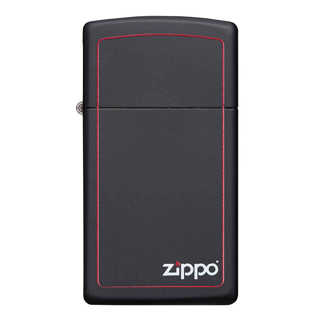 Encendedor Zippo Lighter Slim Black Matte Red Border Negro