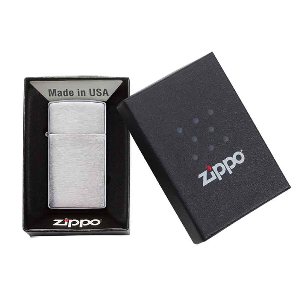 Encendedor Zippo Lighter Slim Brushed Chrome Plata