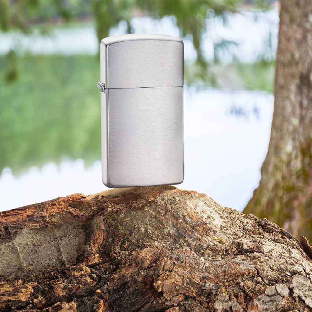 Encendedor Zippo Lighter Slim Brushed Chrome Plata