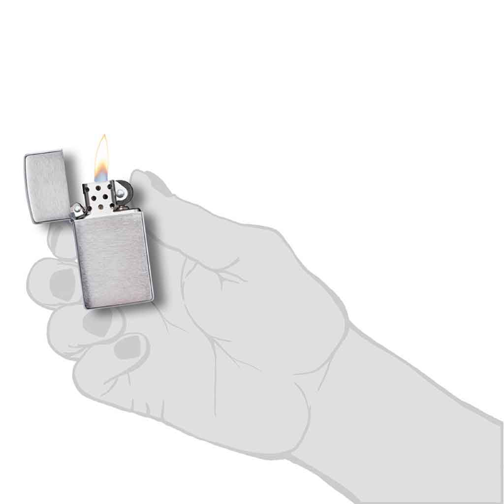 Encendedor Zippo Lighter Slim Brushed Chrome Plata
