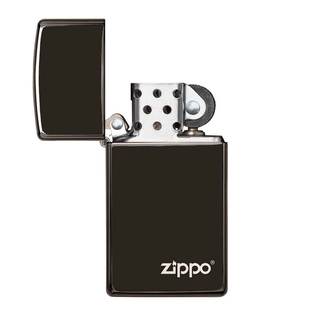 Encendedor Zippo Lighter Slim Ebony Logo Negro