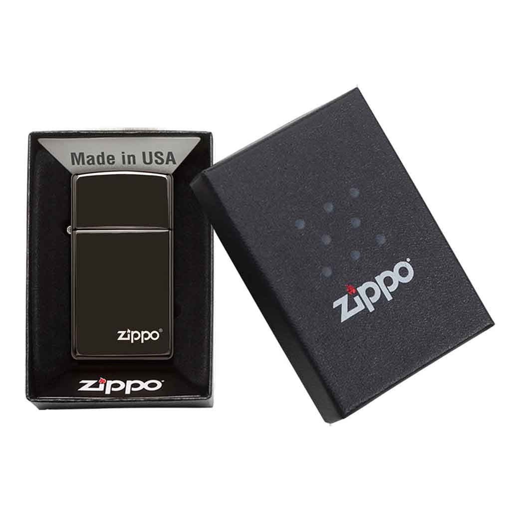 Encendedor Zippo Lighter Slim Ebony Logo Negro