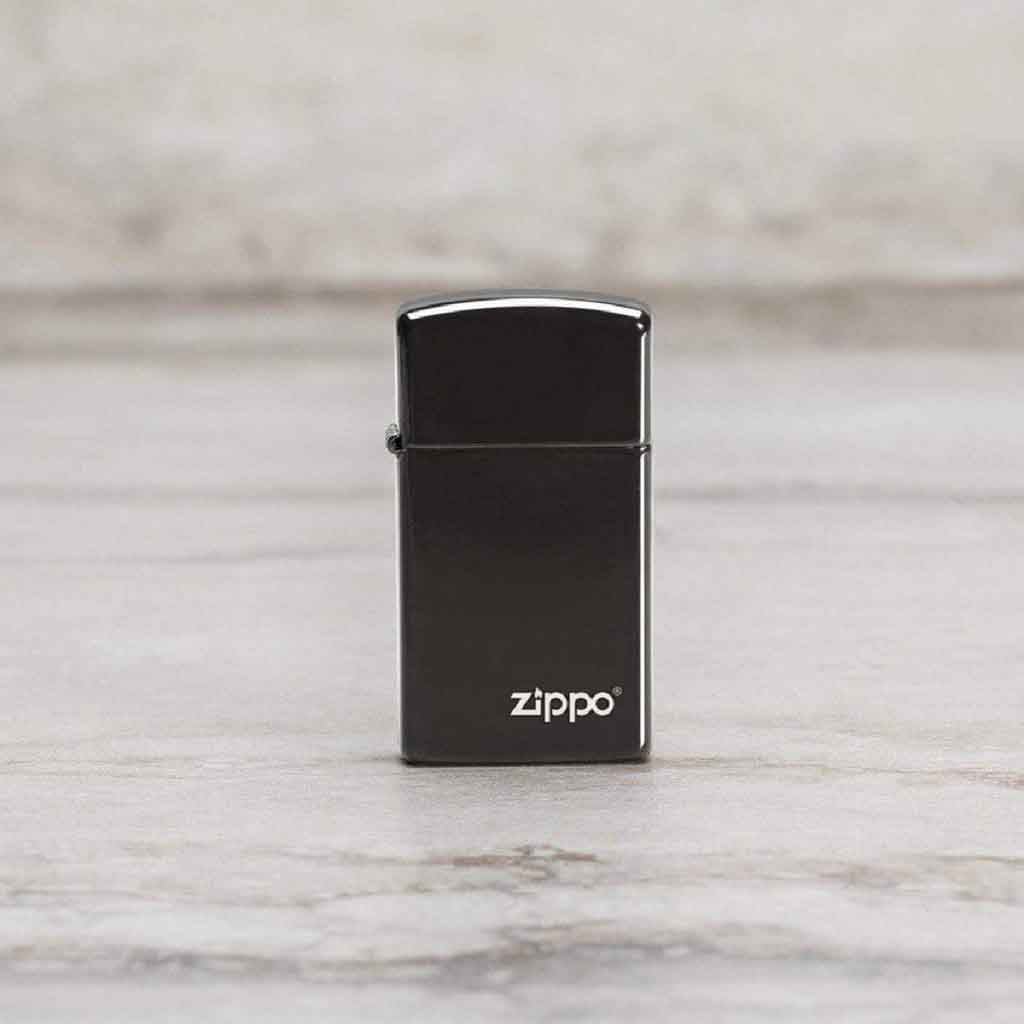 Encendedor Zippo Lighter Slim Ebony Logo Negro