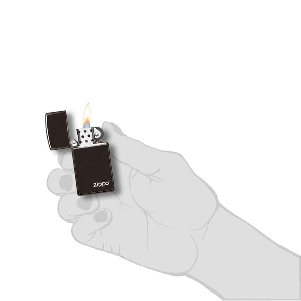Encendedor Zippo Lighter Slim Ebony Logo Negro