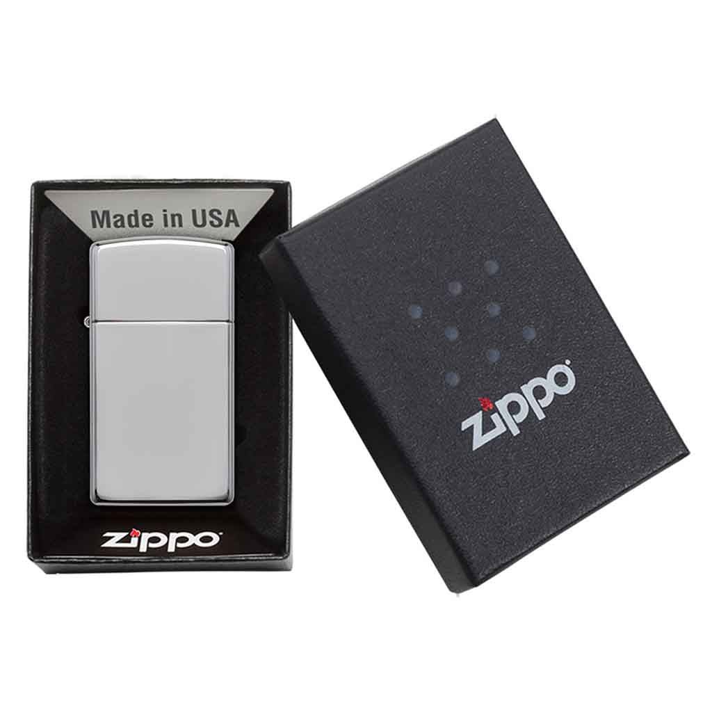 Encendedor Zippo Lighter Slim High Polish Chrome Plateado