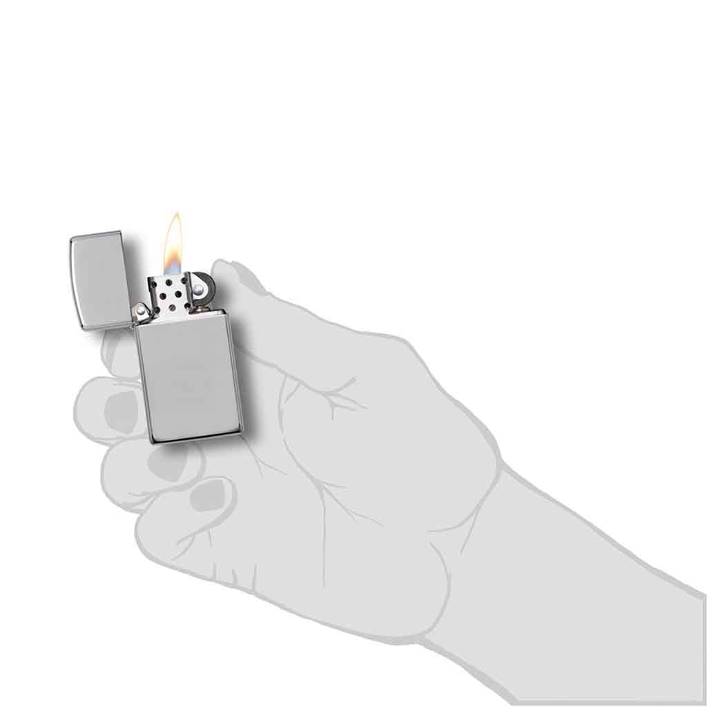 Encendedor Zippo Lighter Slim High Polish Chrome Plateado