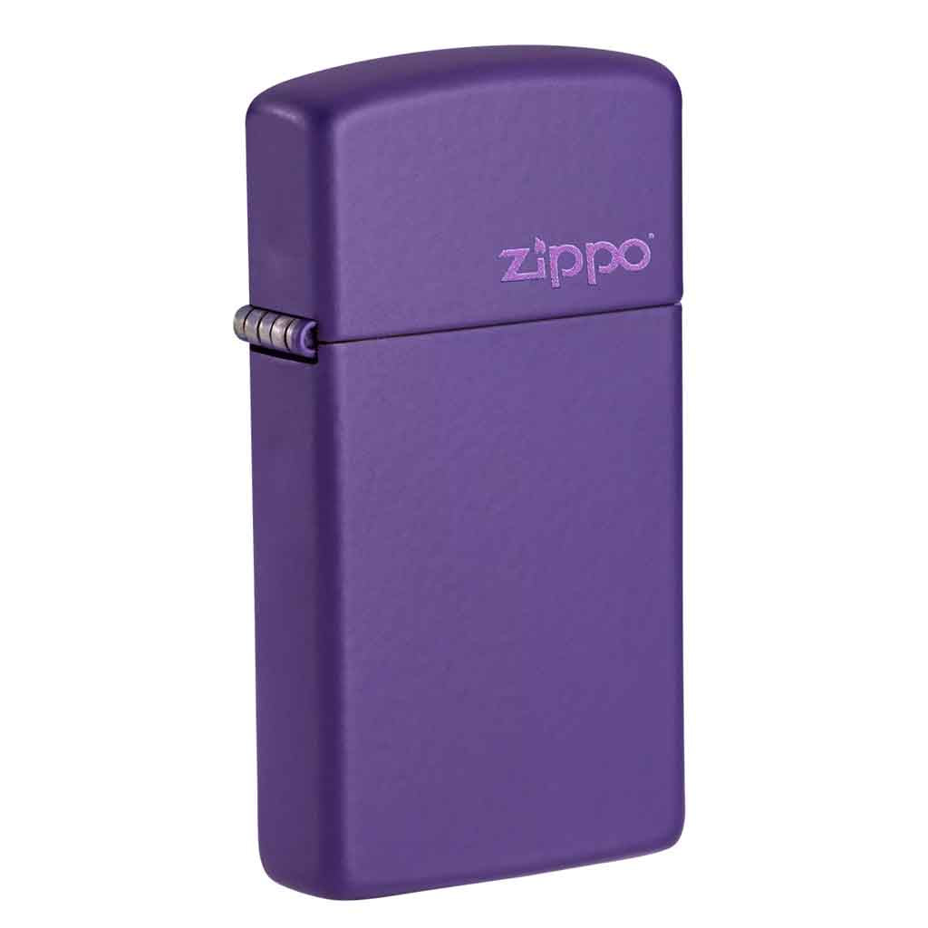 Encendedor Zippo Lighter Slim Purple Matte Logo Morado