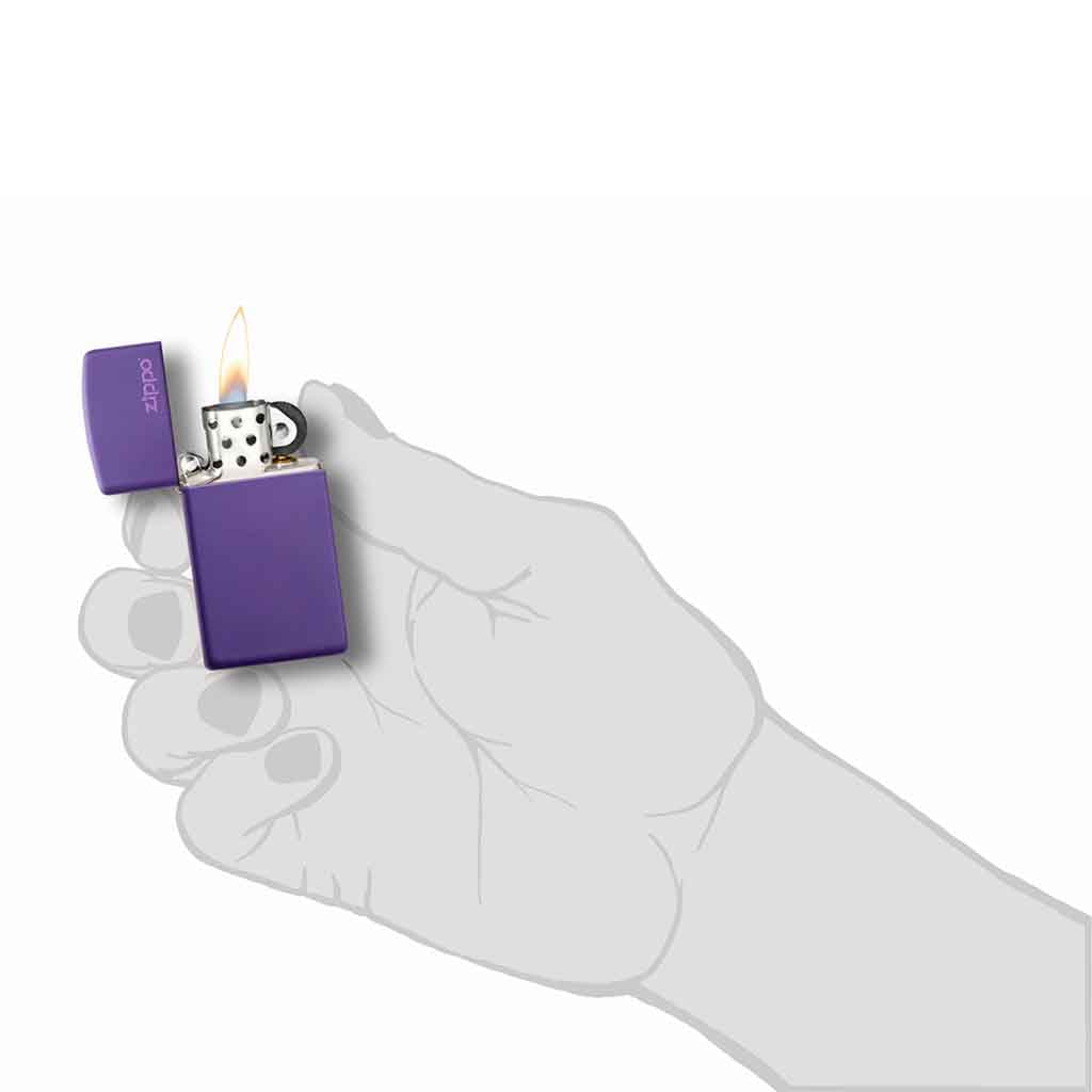 Encendedor Zippo Lighter Slim Purple Matte Logo Morado