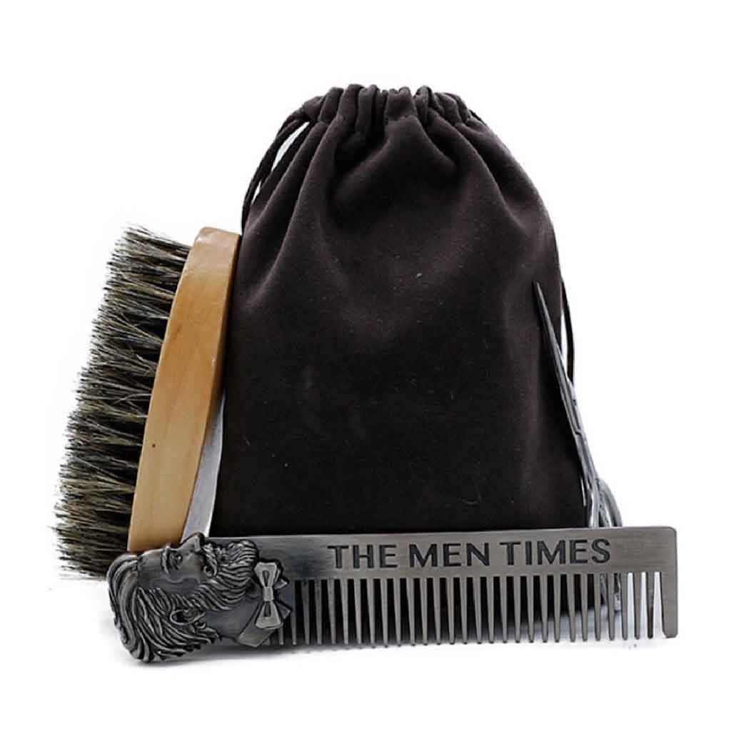 Estuche Barbería Kit Barba Cepillo Peine Tijera Peluqueria