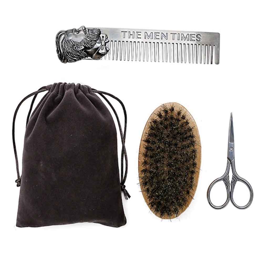 Estuche Barbería Kit Barba Cepillo Peine Tijera Peluqueria