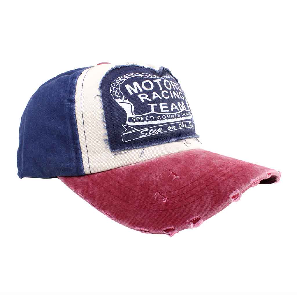 Jockey Rojo Prelavado Gorros Hombre Mujer Azul Motors Racing