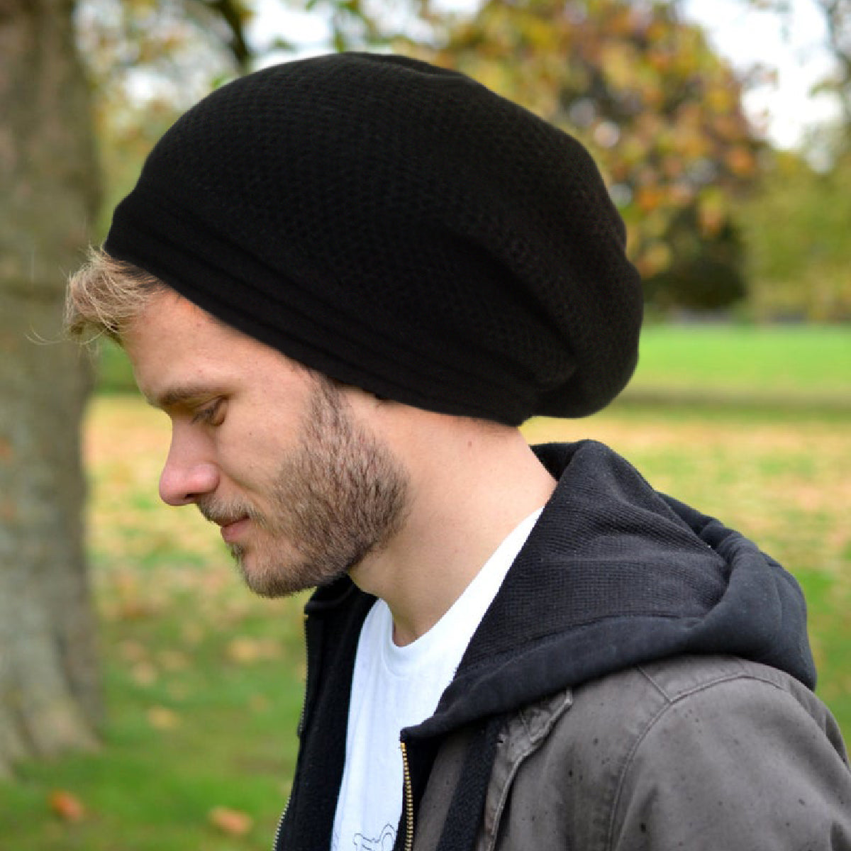 Pack x2 Gorros Beanie Plomo y Gorro Algodón Relieve Negro