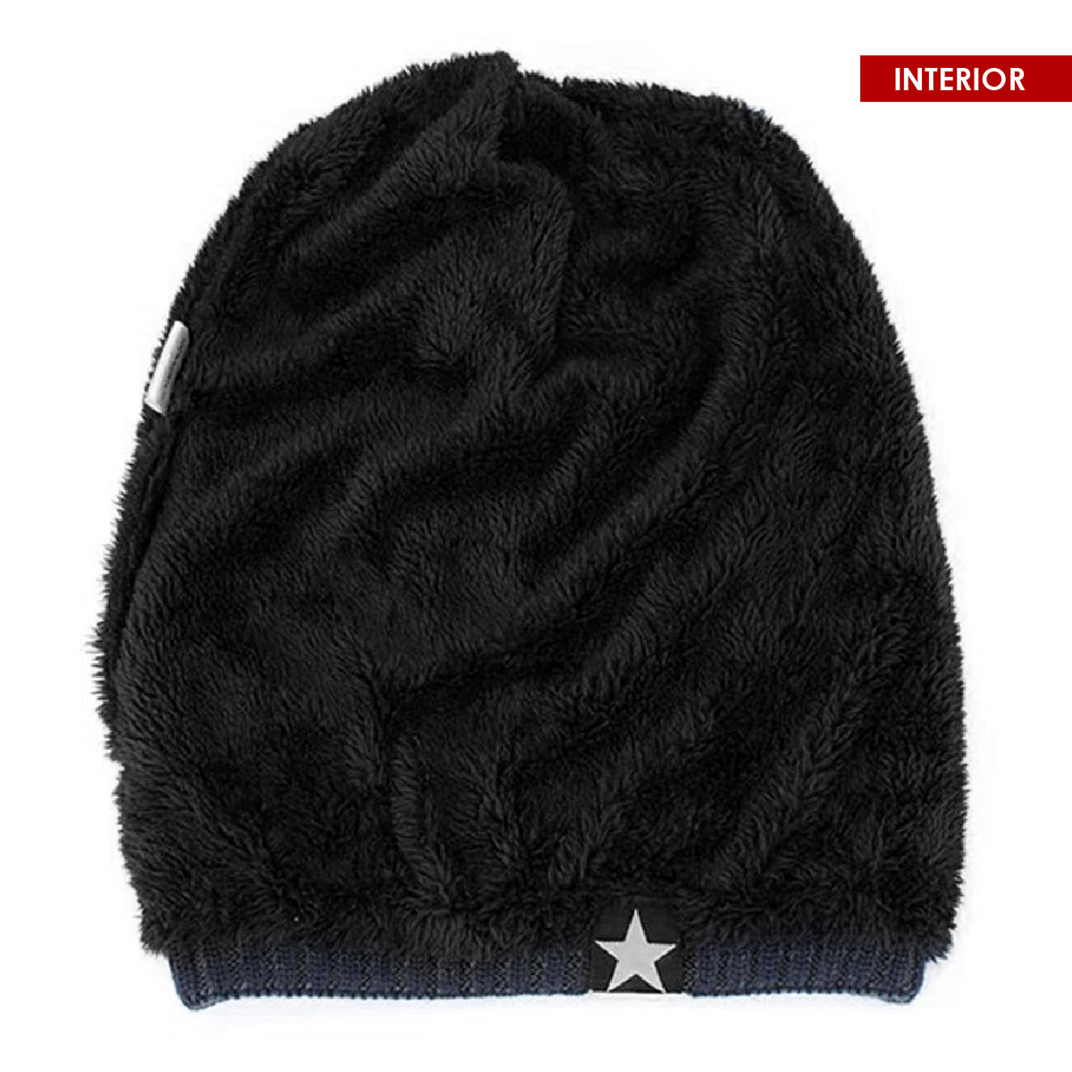 Pack x2 Gorros Tejido con Relieve y Forro Polar Gris y Azul