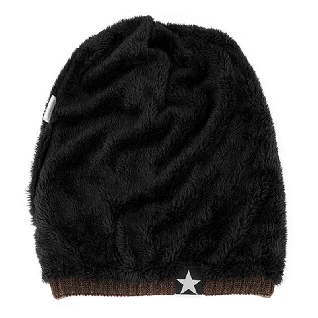 Gorro Tejido en Lana de Relieve con Forro de Polar Café