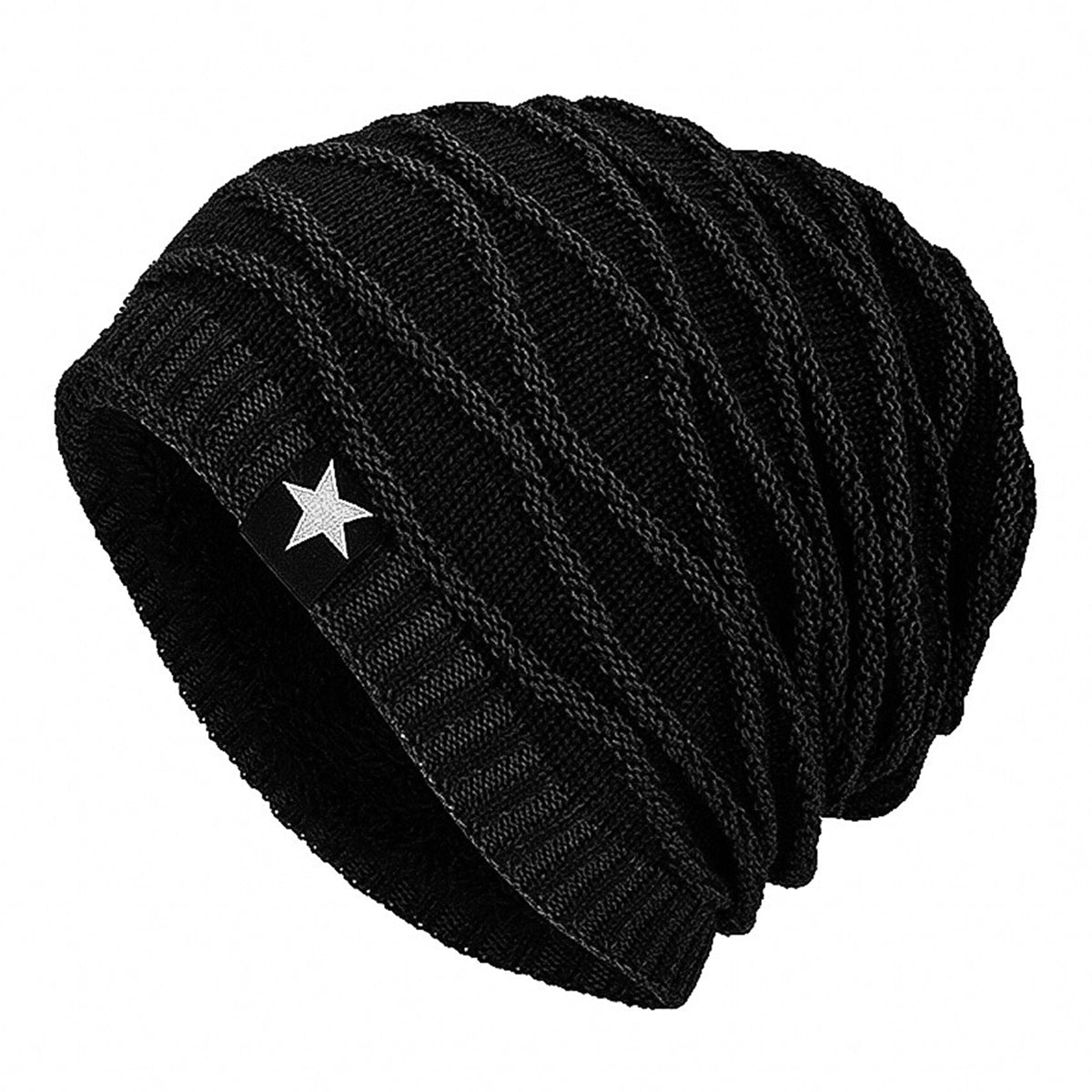 Pack 2 Gorros Algodón Negro con Relieve y Gorro Negro con Polar