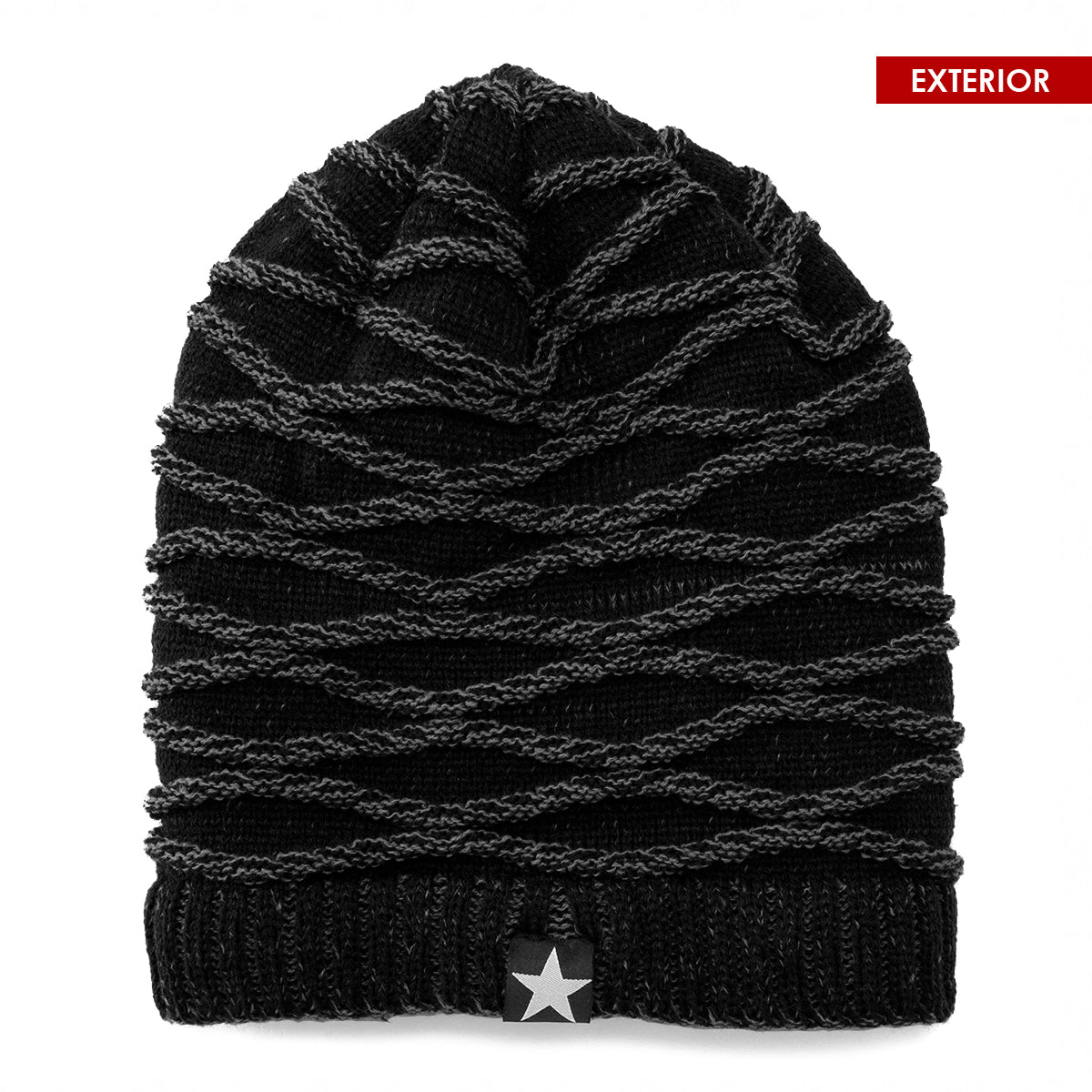 Pack x2 Gorros Tejido con Relieve y Forro Polar Café y Negro