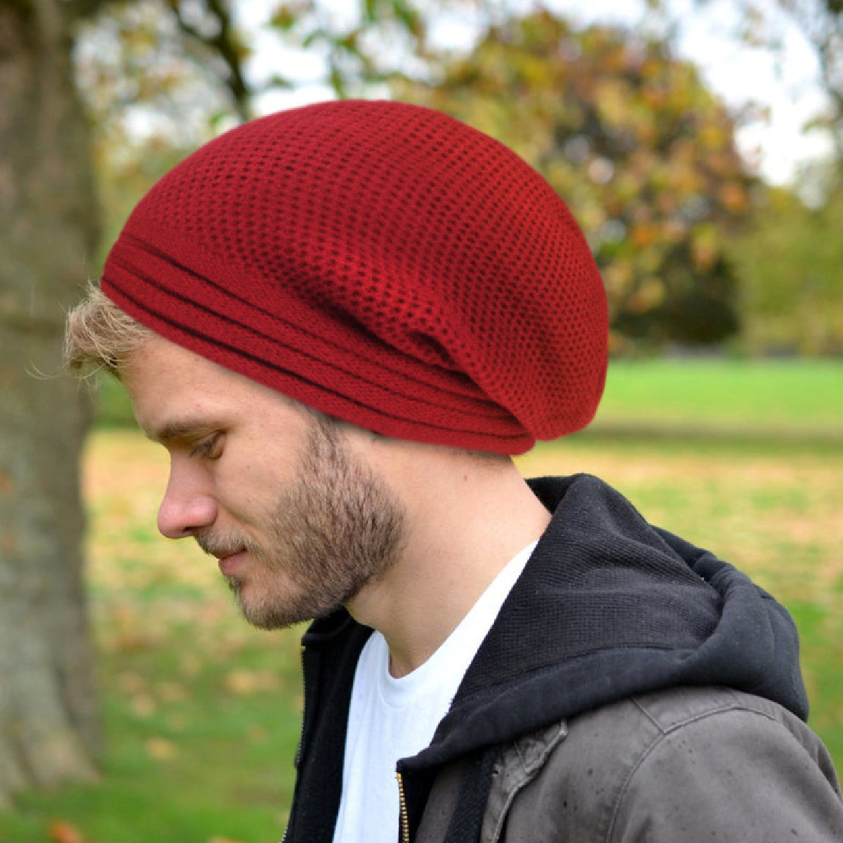 Pack Gorros de Algodón con Relieve x2 Unidades Rojo y Negro