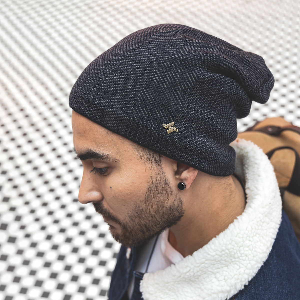 Pack 2 Gorros Invierno Algodón Gris y Azul con Forro Polar