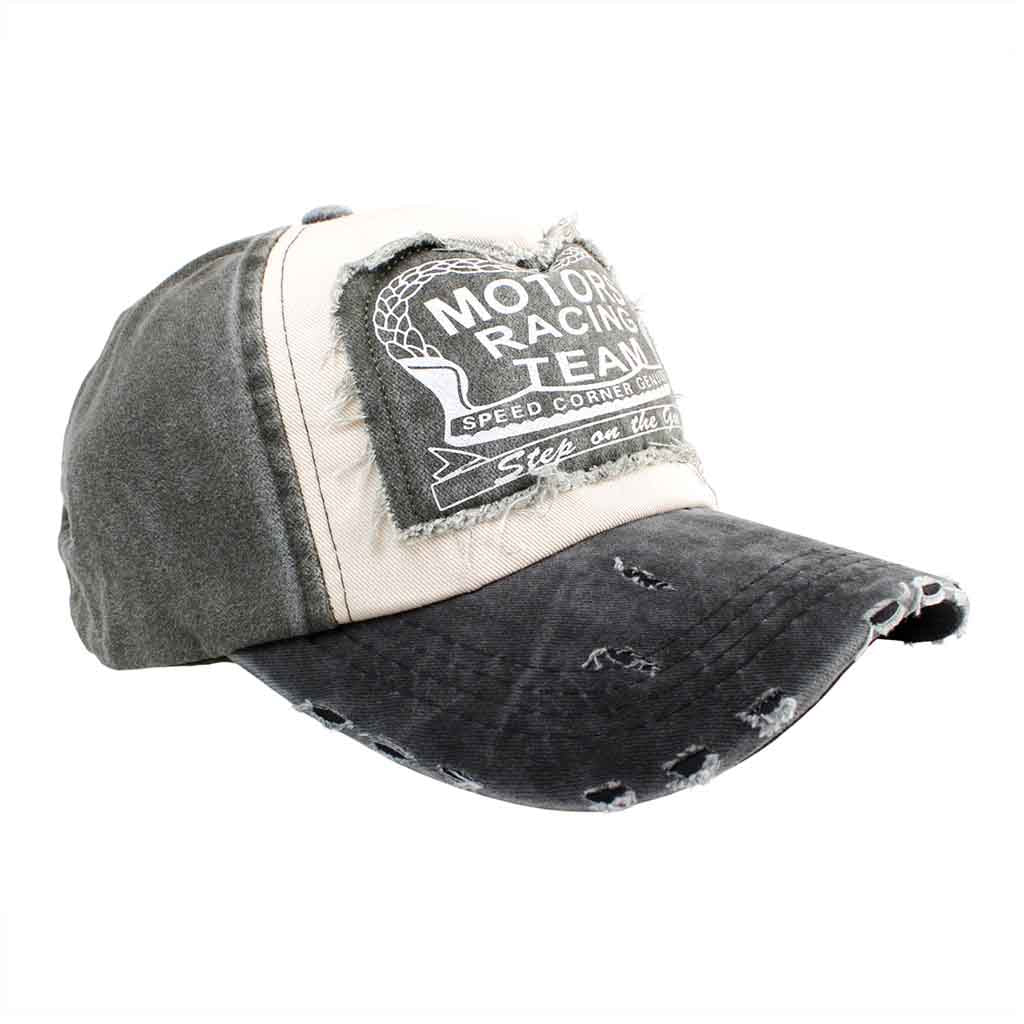 Jockey Hombre Negro Gris Prelavado Gorros Motors Racing