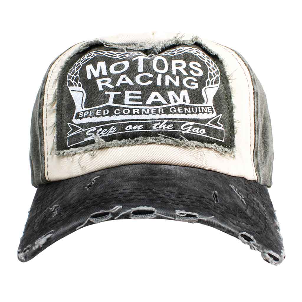 Jockey Hombre Negro Gris Prelavado Gorros Motors Racing