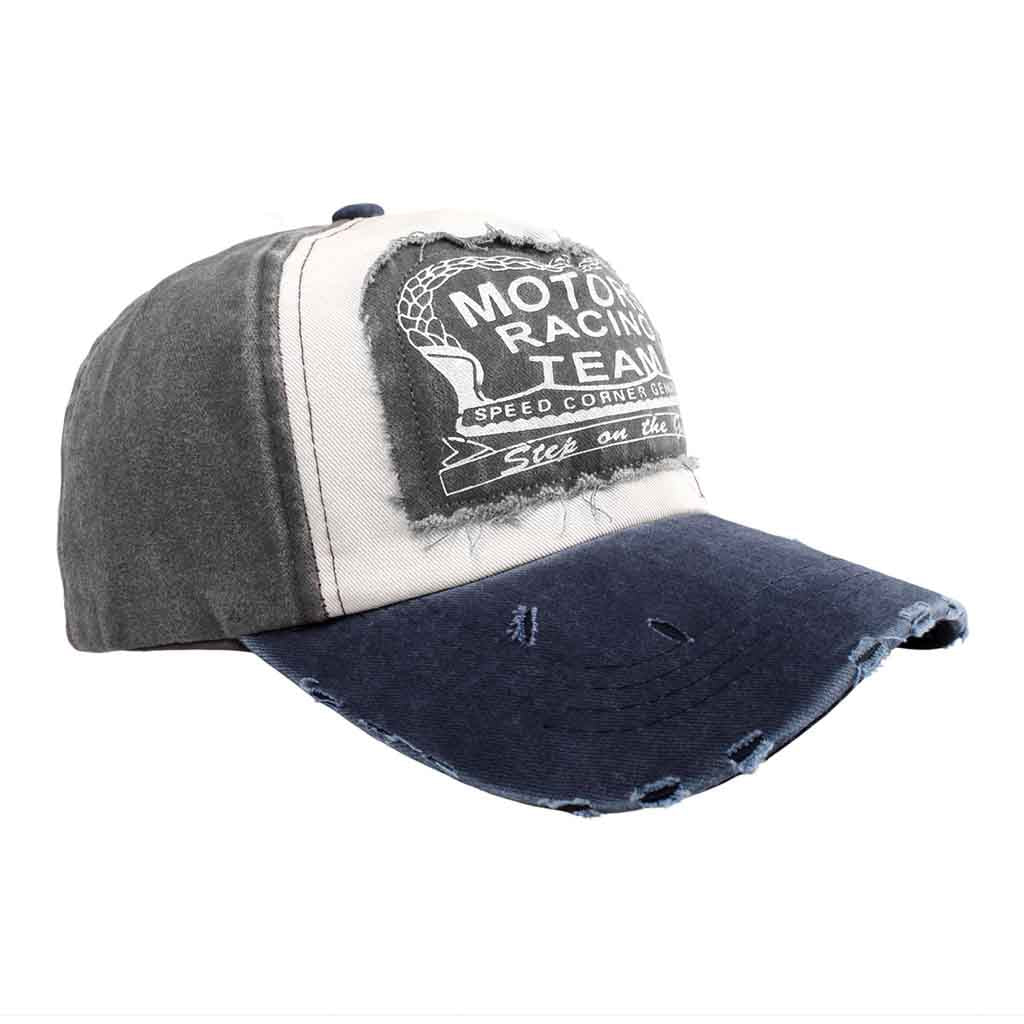 Jockey Hombre Gris Prelavado Gorros Mujer Azul Motors Racing