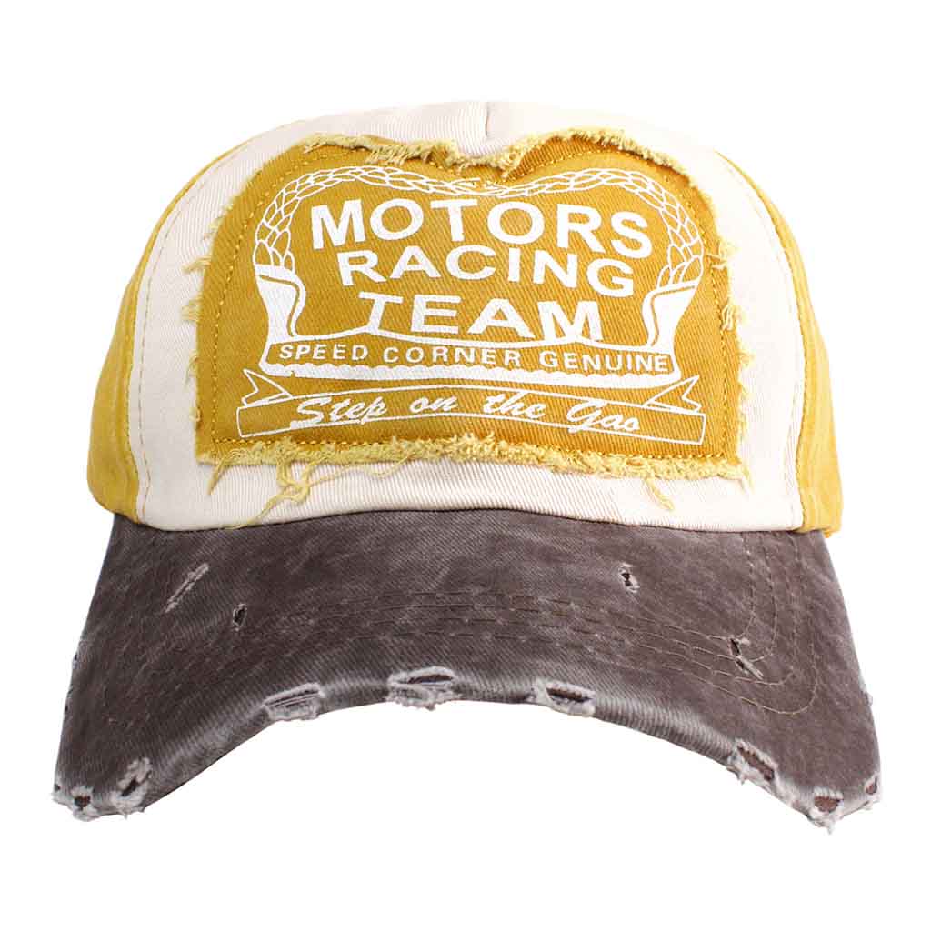 Jockey Hombre Gorros Mujer Prelavado Motors Racing Mostaza