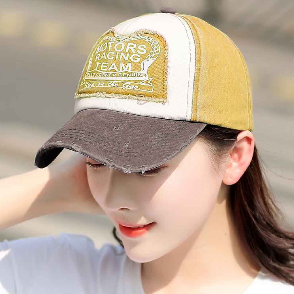 Jockey Hombre Gorros Mujer Prelavado Motors Racing Mostaza