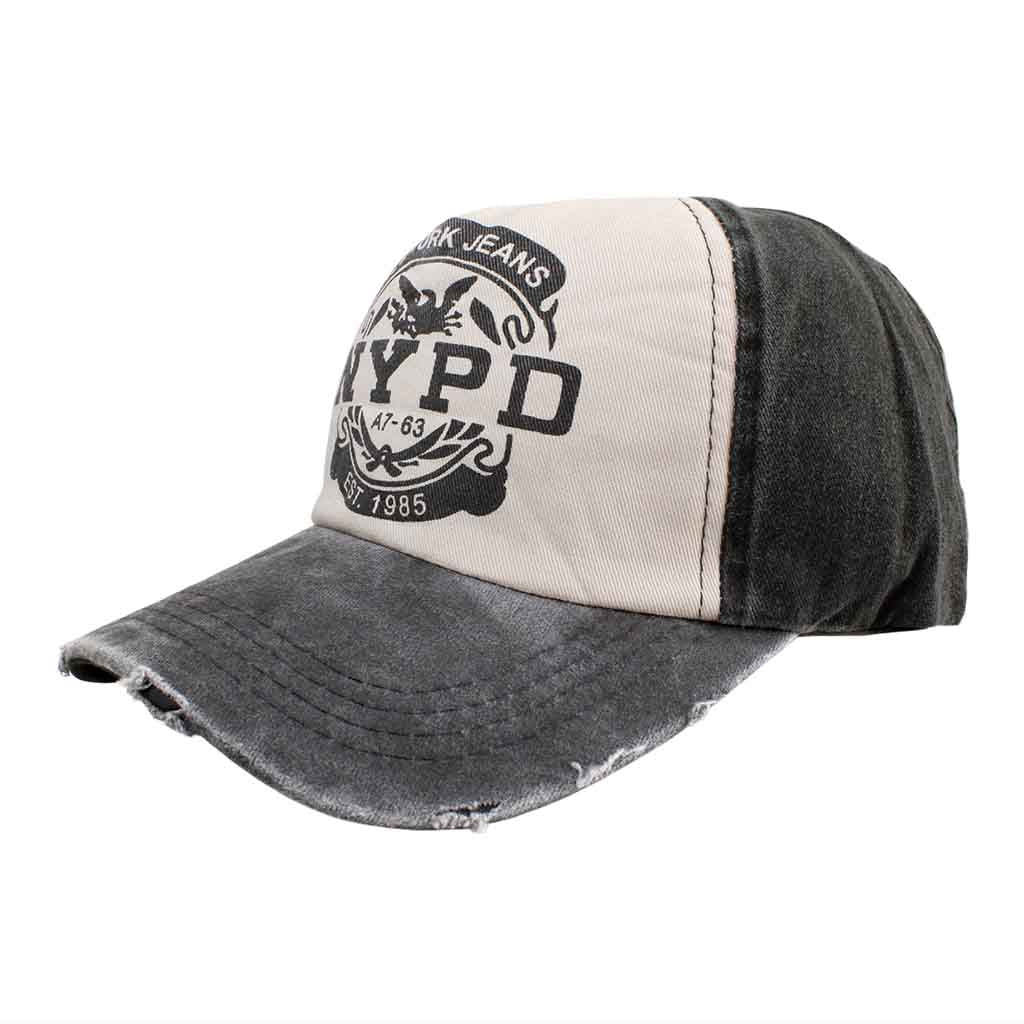 Jockey Hombre Negro Gorros Mujer NYPD Gris Prelavado